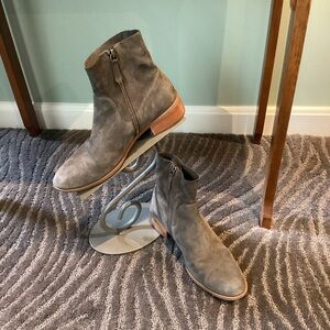 Caslon (Nordstrom) suede gray booties low heeled EUC- worn 1-2x.